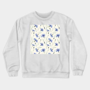 Botanical Floral Seamless pattern- delicate cornflowers Crewneck Sweatshirt